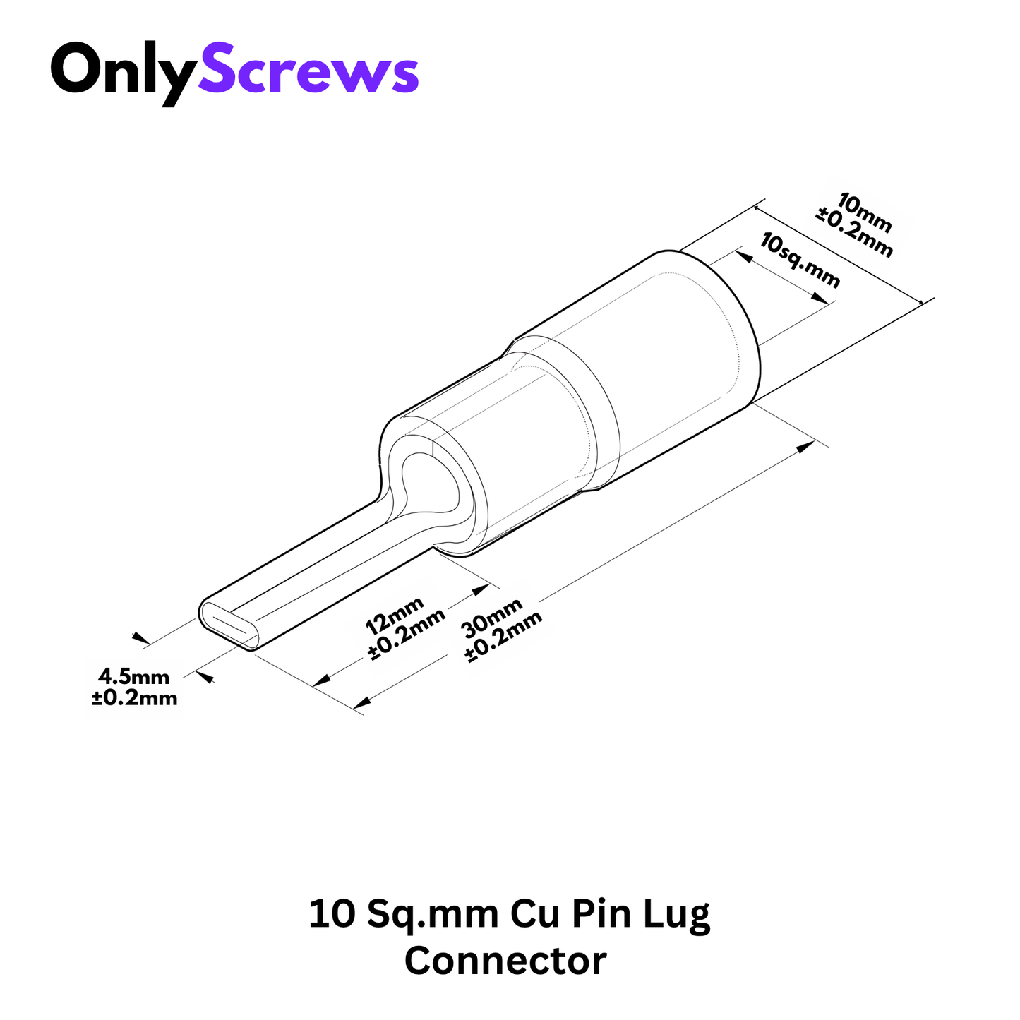 10 Sq.mm Insulated Copper Pin Crimp Terminal Lug Connector