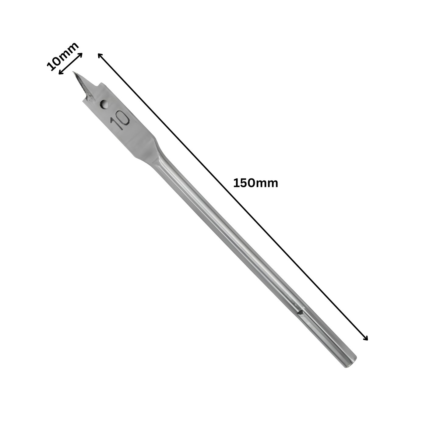 10mm Flat Wood Drill Bit with Hex Shank