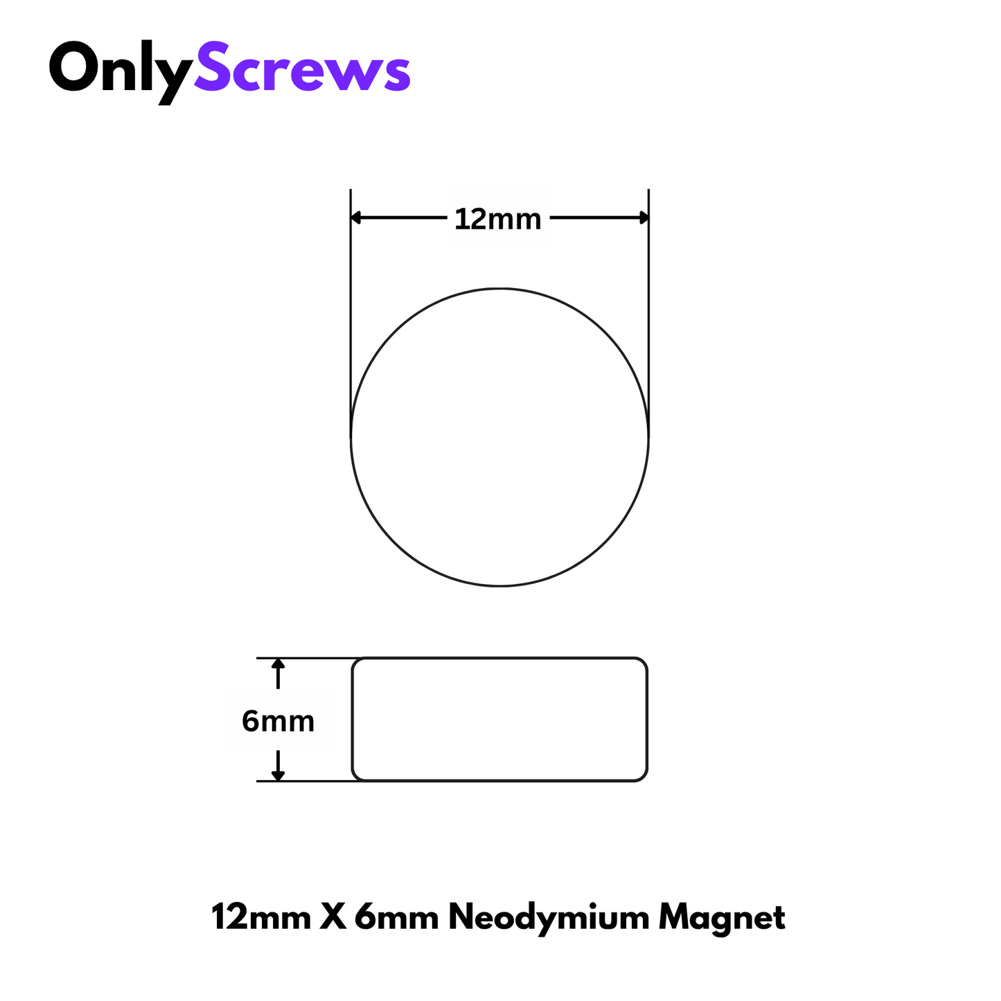 12mm X 6mm Neodymium Disc Magnets N35