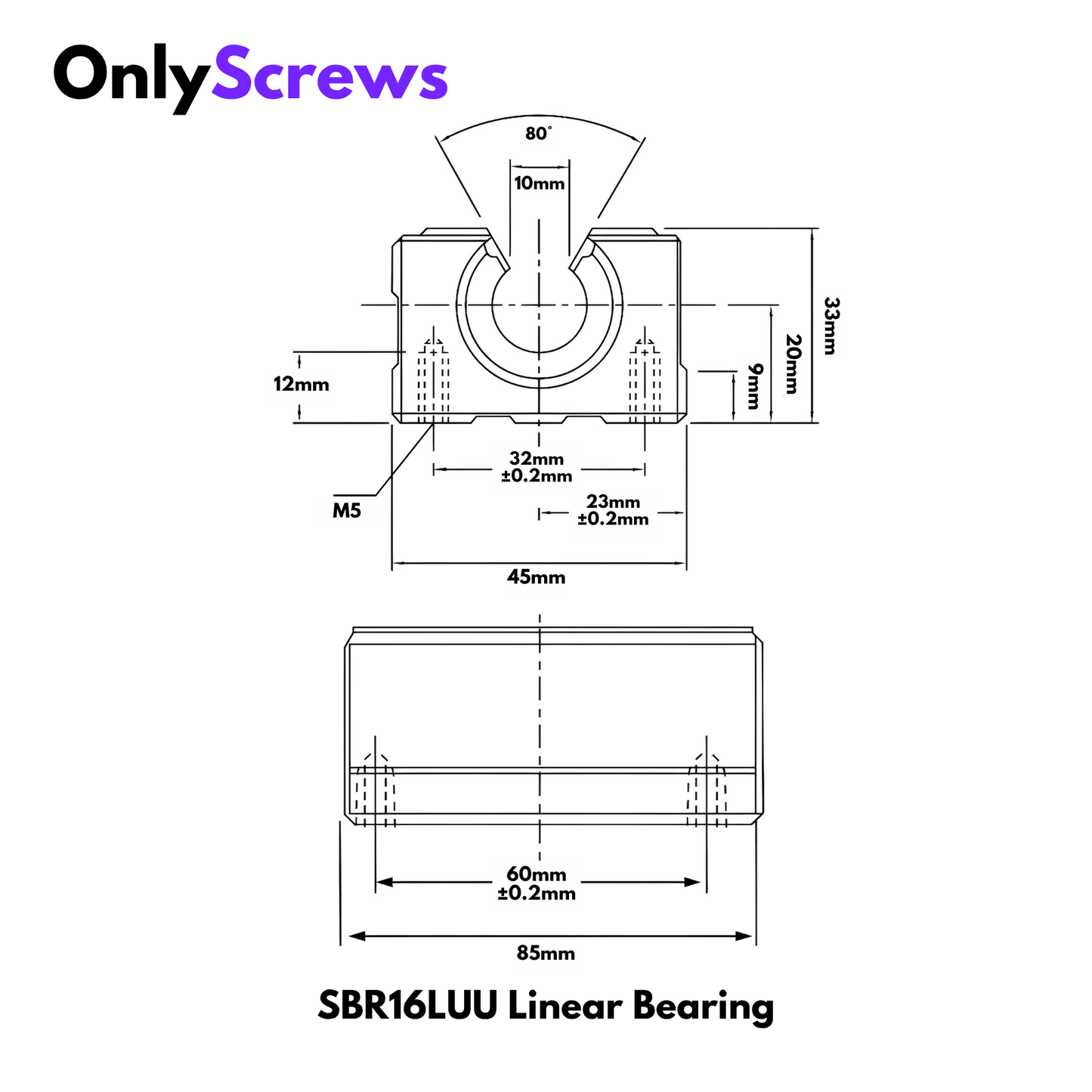SBR16LUU (SME16LUU) Long Open Type Housing With Linear Bearing Slider Bushing for 16mm SBR Shaft