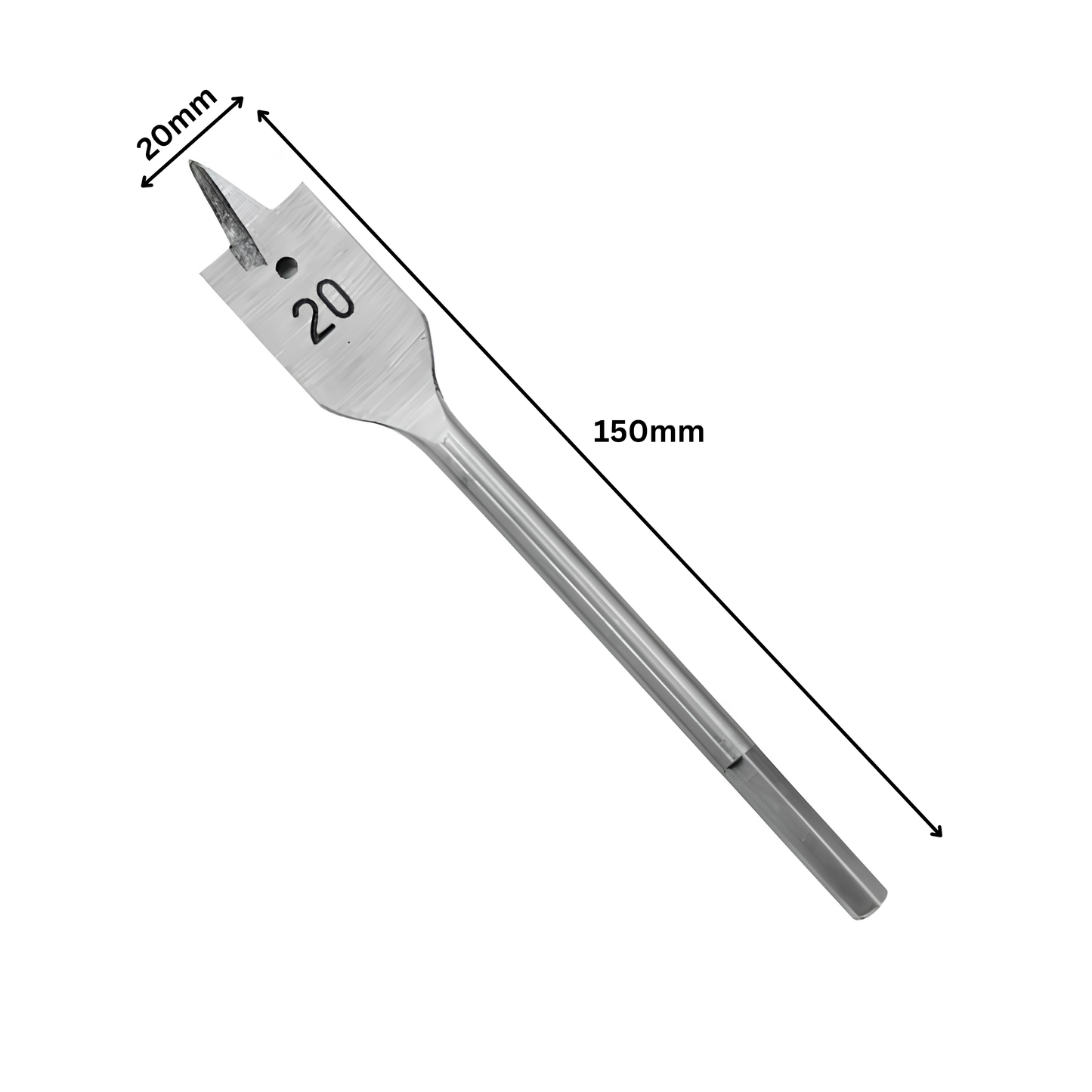 20mm Flat Wood Drill Bit with Hex Shank