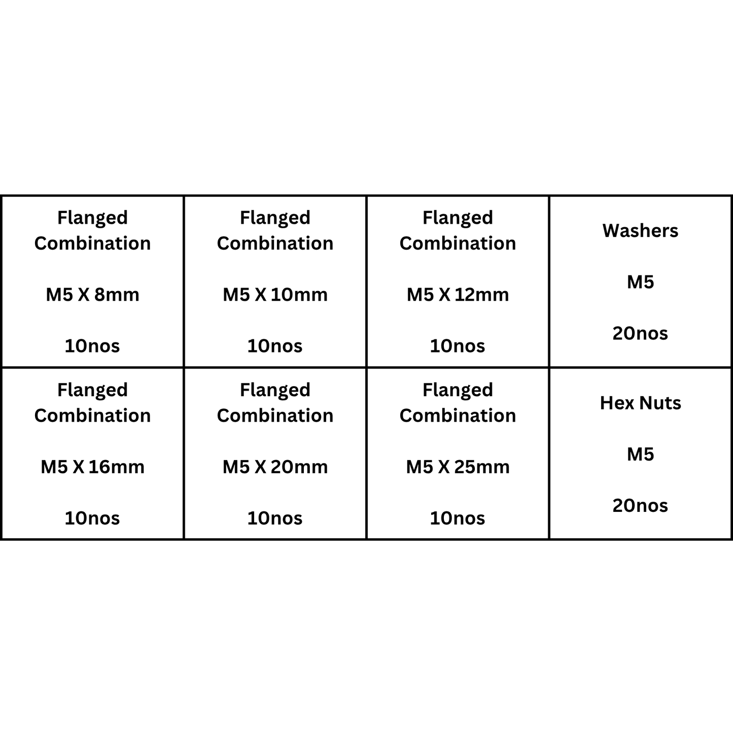 M5 Flanged Combination Head SS304 assorted box