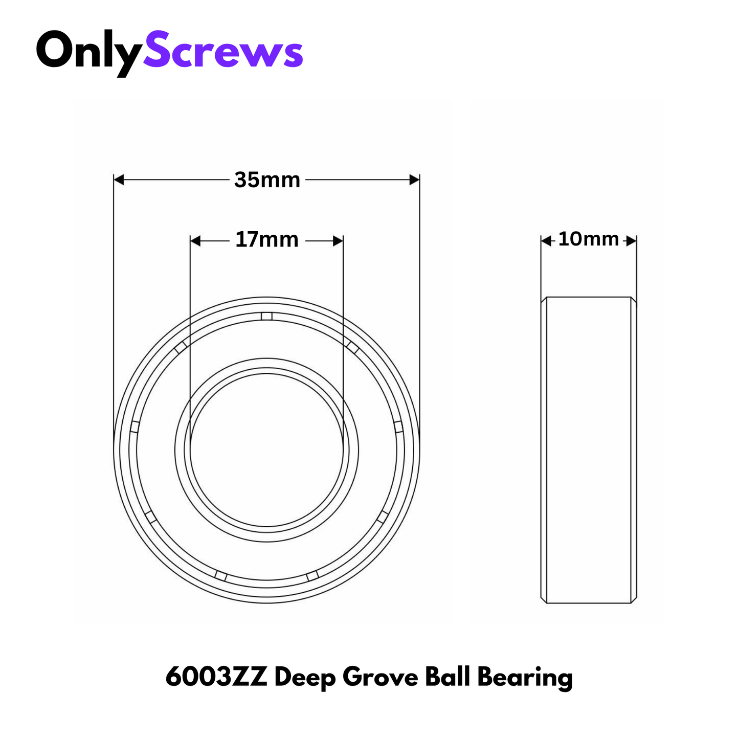 6003 ZZ - Deep Groove Ball Bearing (17x35x10)