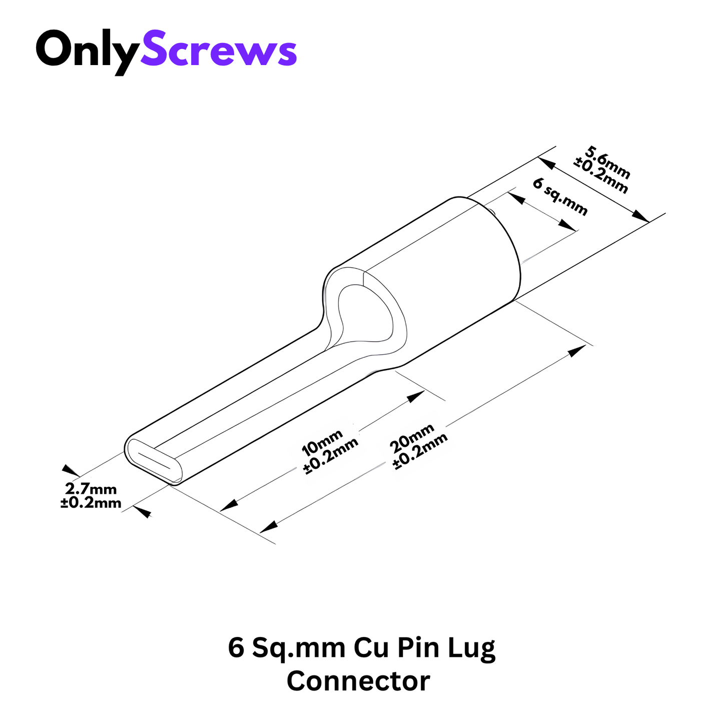6 Sq.mm Copper Pin Crimp Terminal Lug Connector