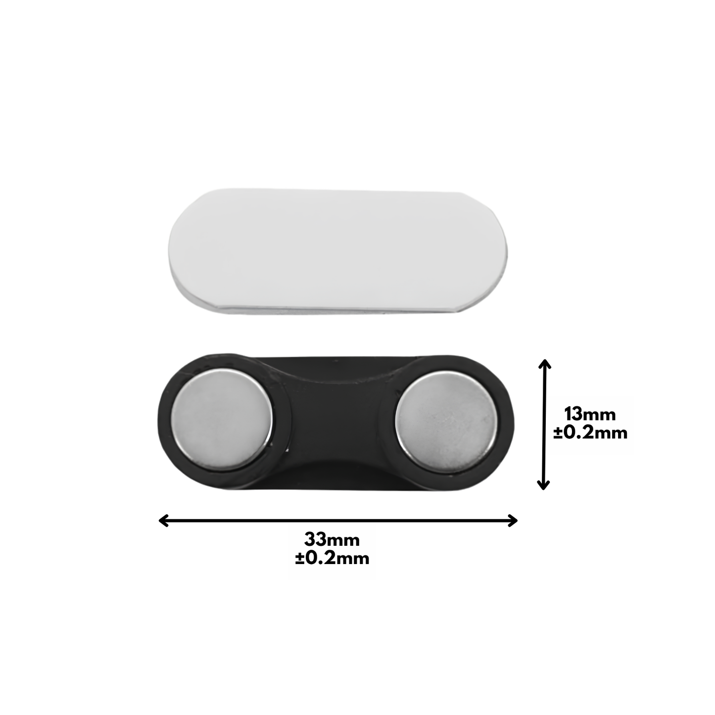 33mm X 13mm Curved Rectangular Name Badge Magnet with Self-Adhesive Foam Tape & Nickel-Plated Steel Plate