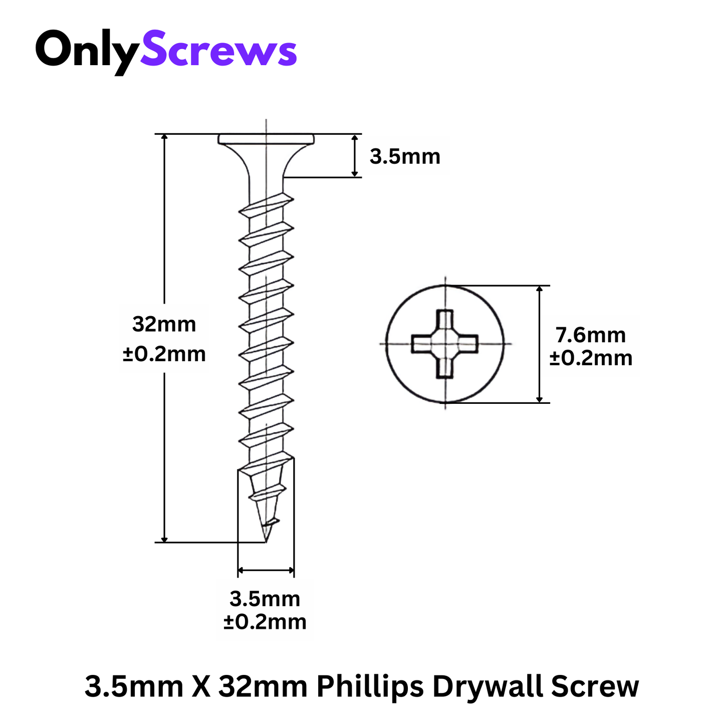 3.5mm X 32mm Phillips Bugle head Gypsum Drywall Screw with Black Oxide coating