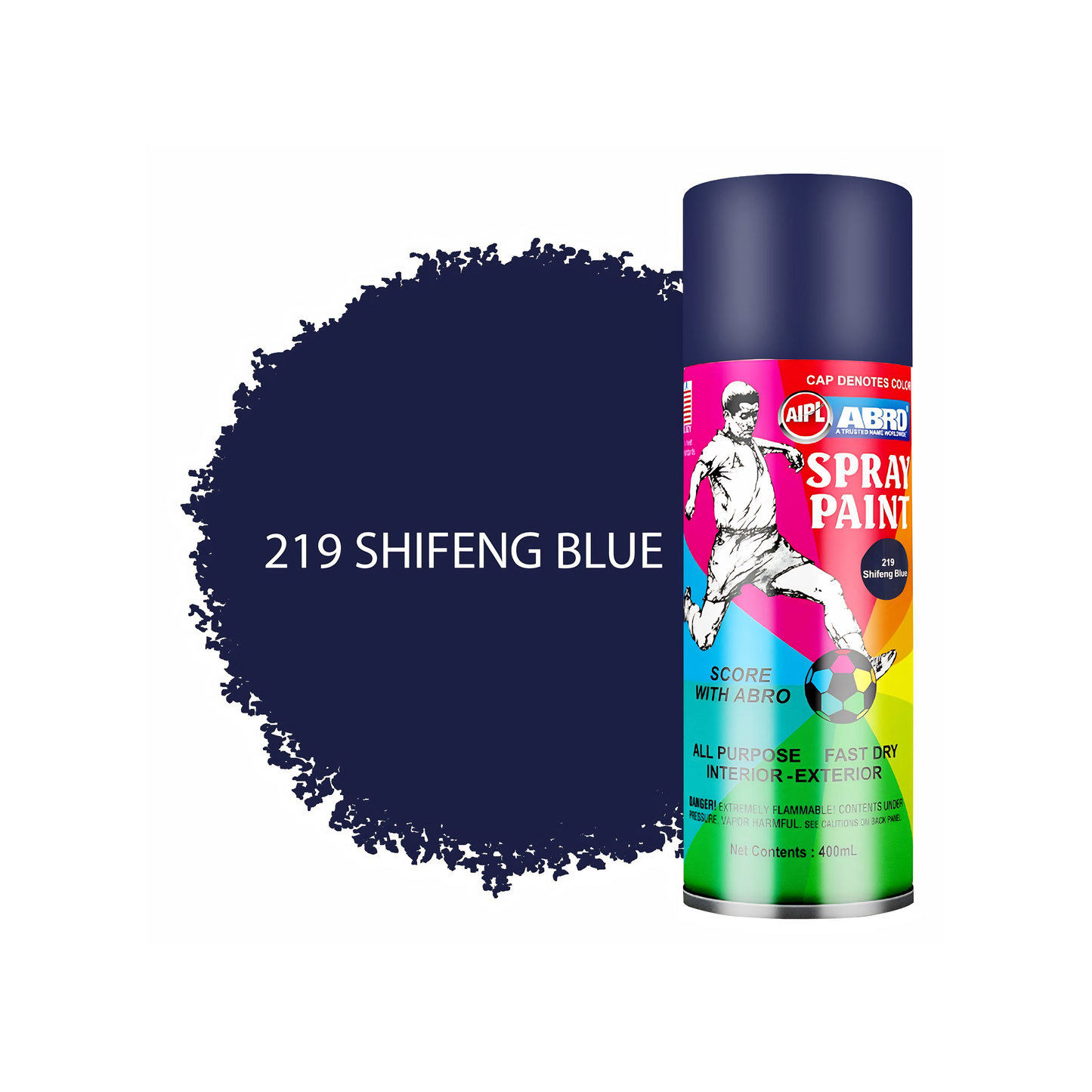 ABRO 219 Shifeng Blue Spray Paint 400ml – Fast Drying Multipurpose Aerosol Paint for Metal, Wood & Automotive Use