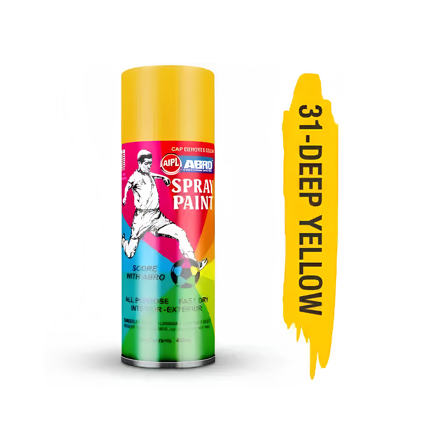 ABRO 31-Y Deep Yellow Spray Paint 400ml – Fast Drying Multipurpose Aerosol Paint for Metal, Wood & Automotive Use