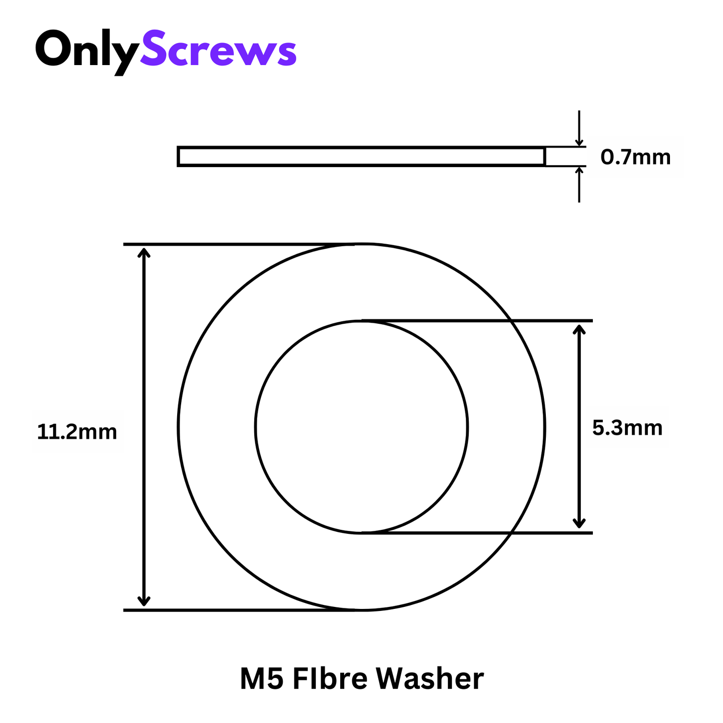 M5 Fiber Washer (ID: 5.3mm OD:11.2mm T:0.7mm)