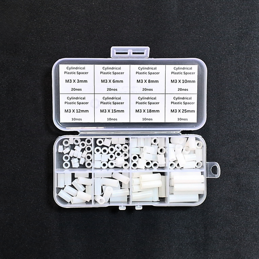 Cylindrical Plastic Spacer Assorted Pack for M3 Screws