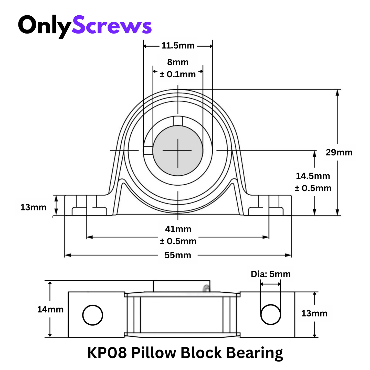 KP08 Inner Ball Mounted Pillow Block Insert Bearing