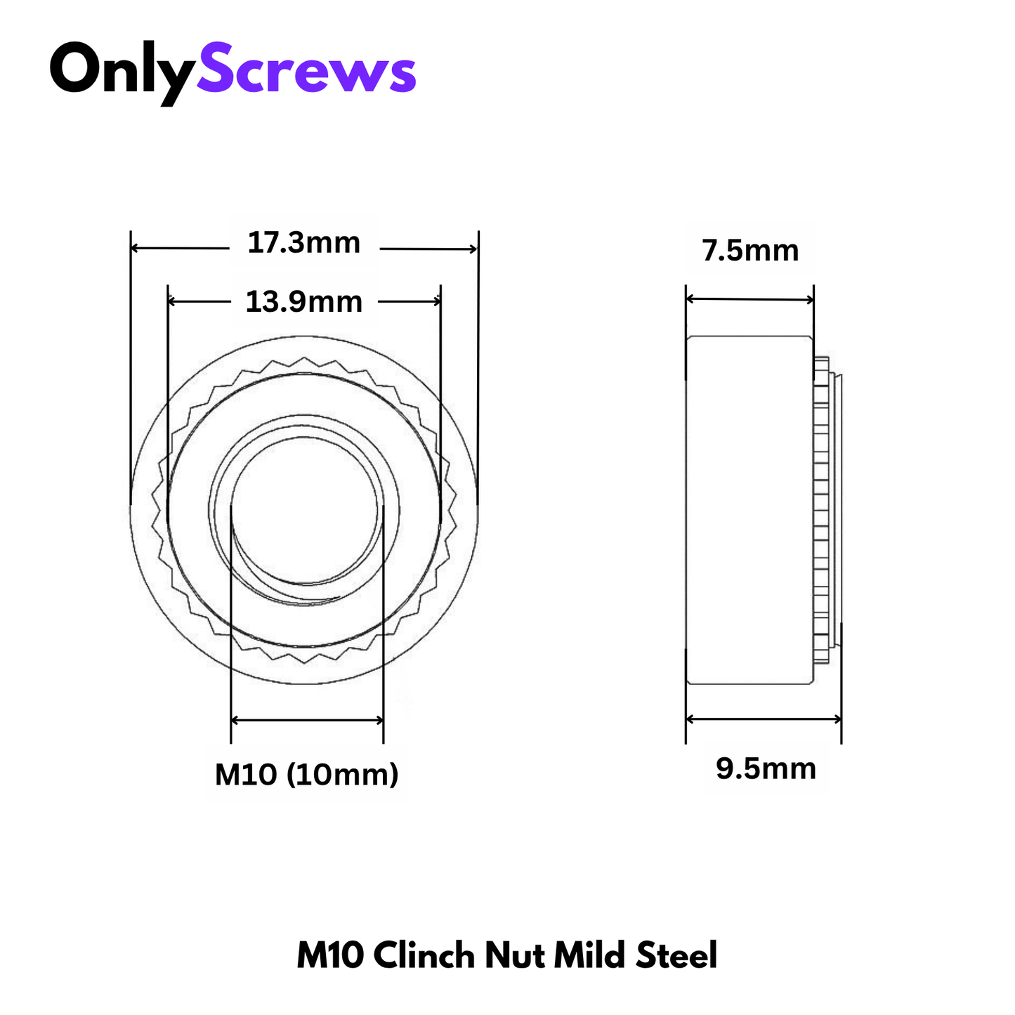 M10 Self Clinch Nut (Dia. 10mm)