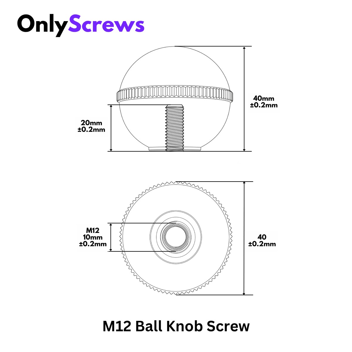 M12 Ball Knob Plastic Screw
