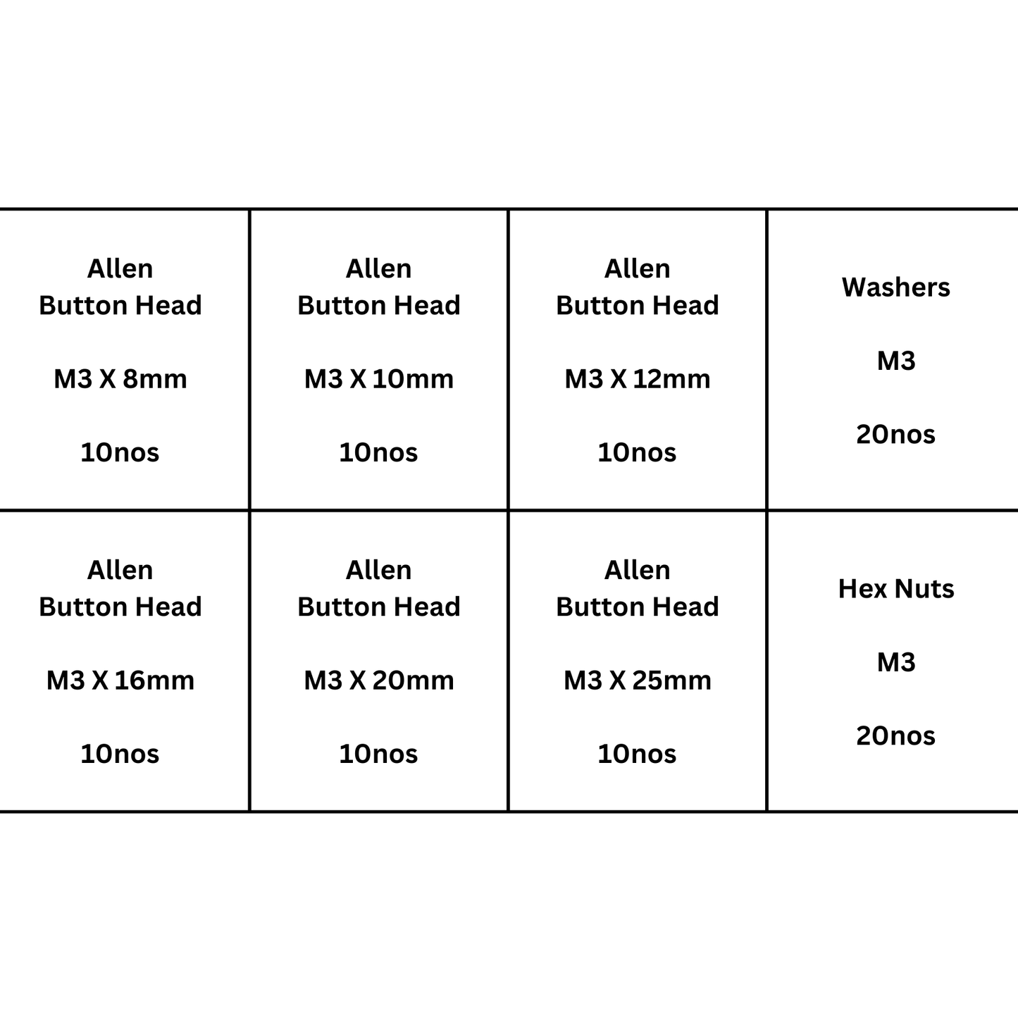 M3 Allen Button head SS304 assorted box