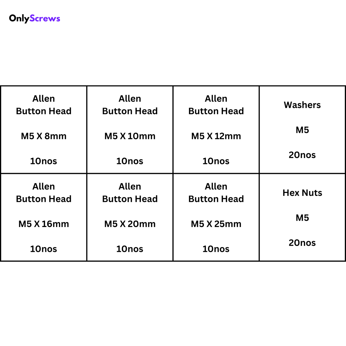 M5 Allen Button head SS304 assorted box