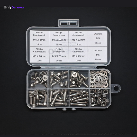 M5 Phillips Countersunk SS304 assorted box