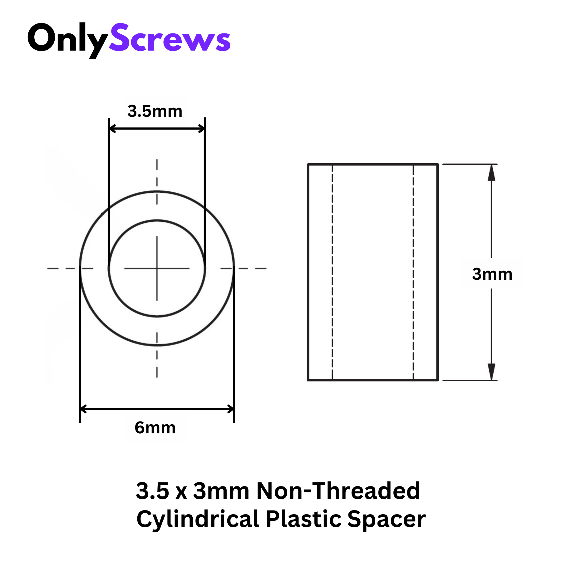 Non-Threaded Cylindrical Plastic Spacer