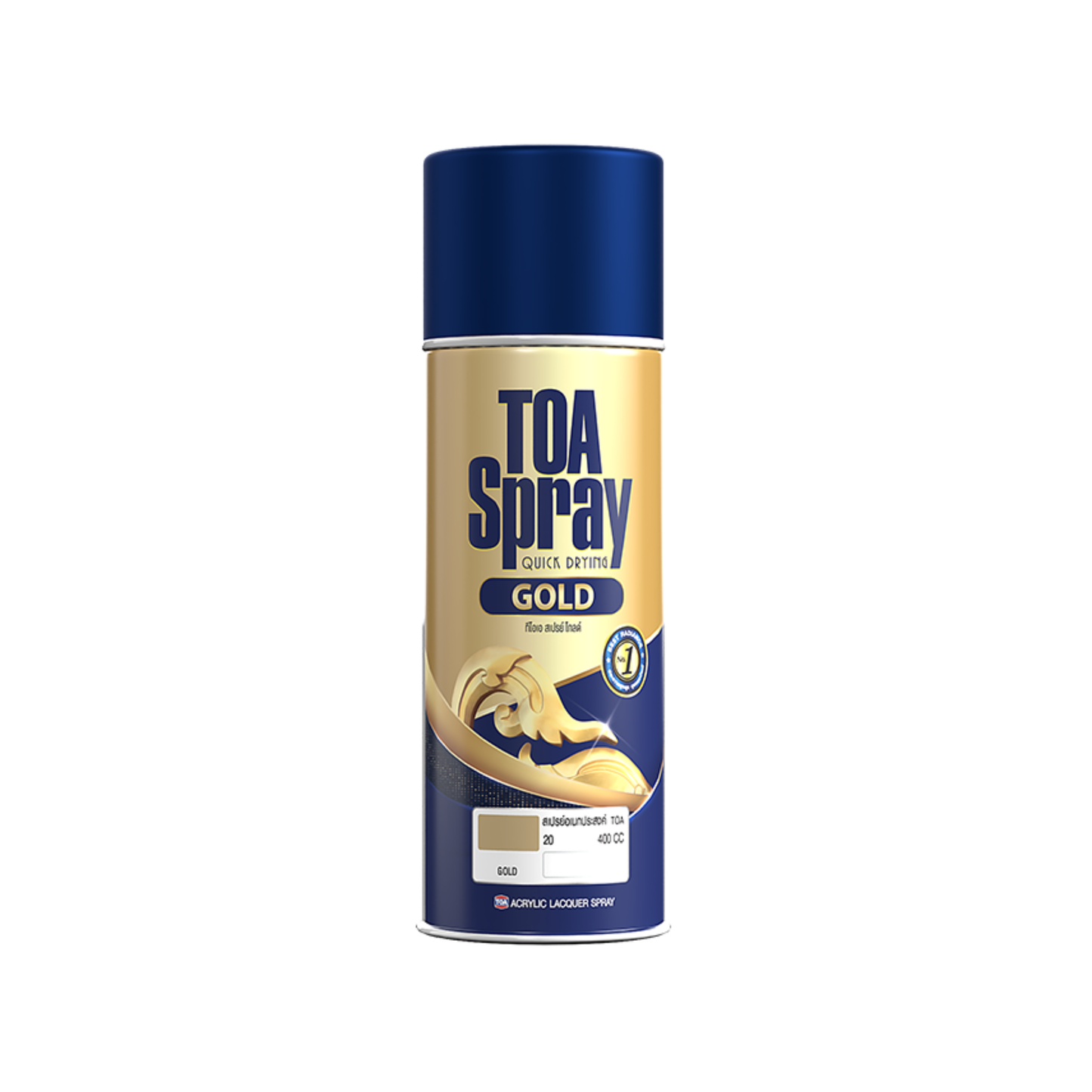 Toa Brass Gold 102 Fast Drying Acrylic Lacquer Spray Paint 400 ml for Metal, Wood & Automotive Use