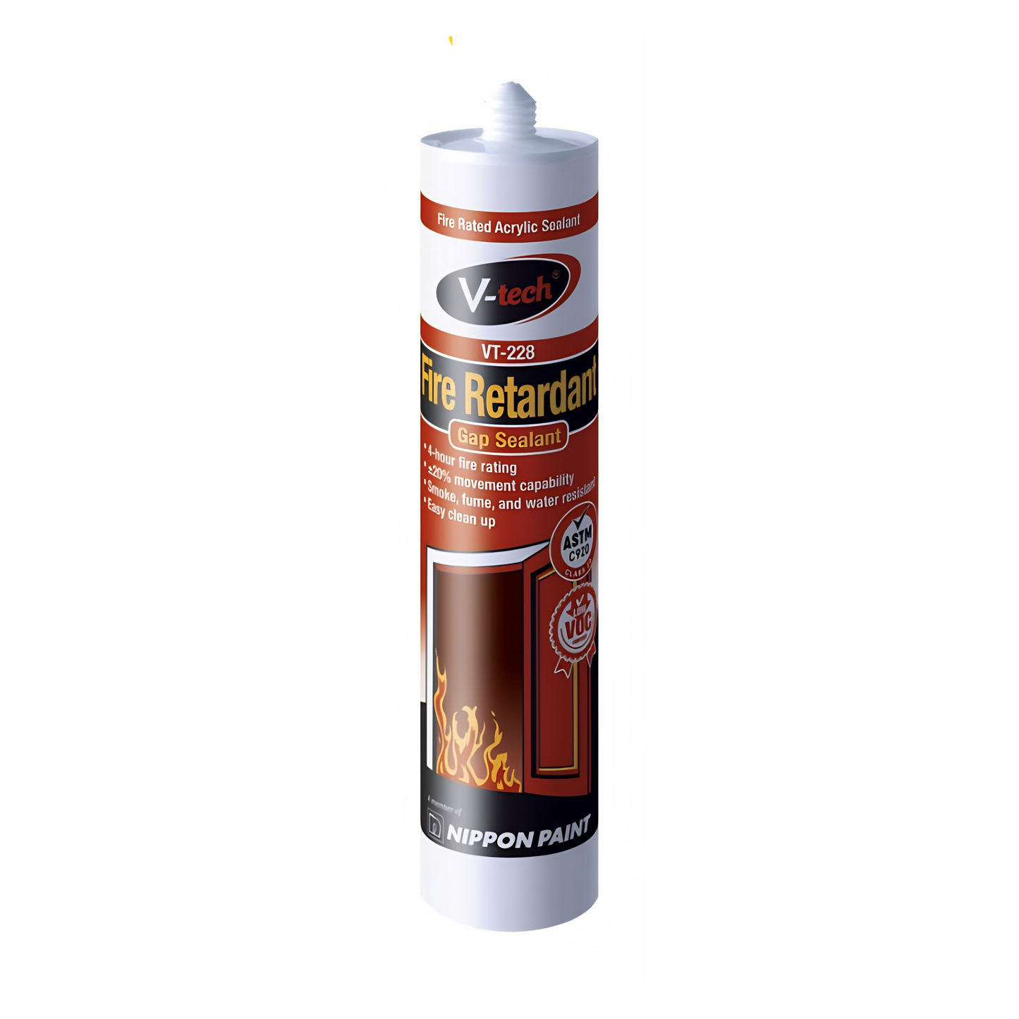 V Tech VT228 Fire Retardant Sealant 450g – Fire Resistant Joint Sealant for Walls, Cables & Construction Gaps