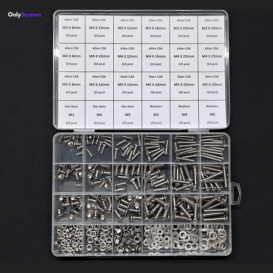 Hex(Allen) Countersunk(CSK) Assorted Screw Pack M3, M4 & M5 (SS304) - OnlyScrews