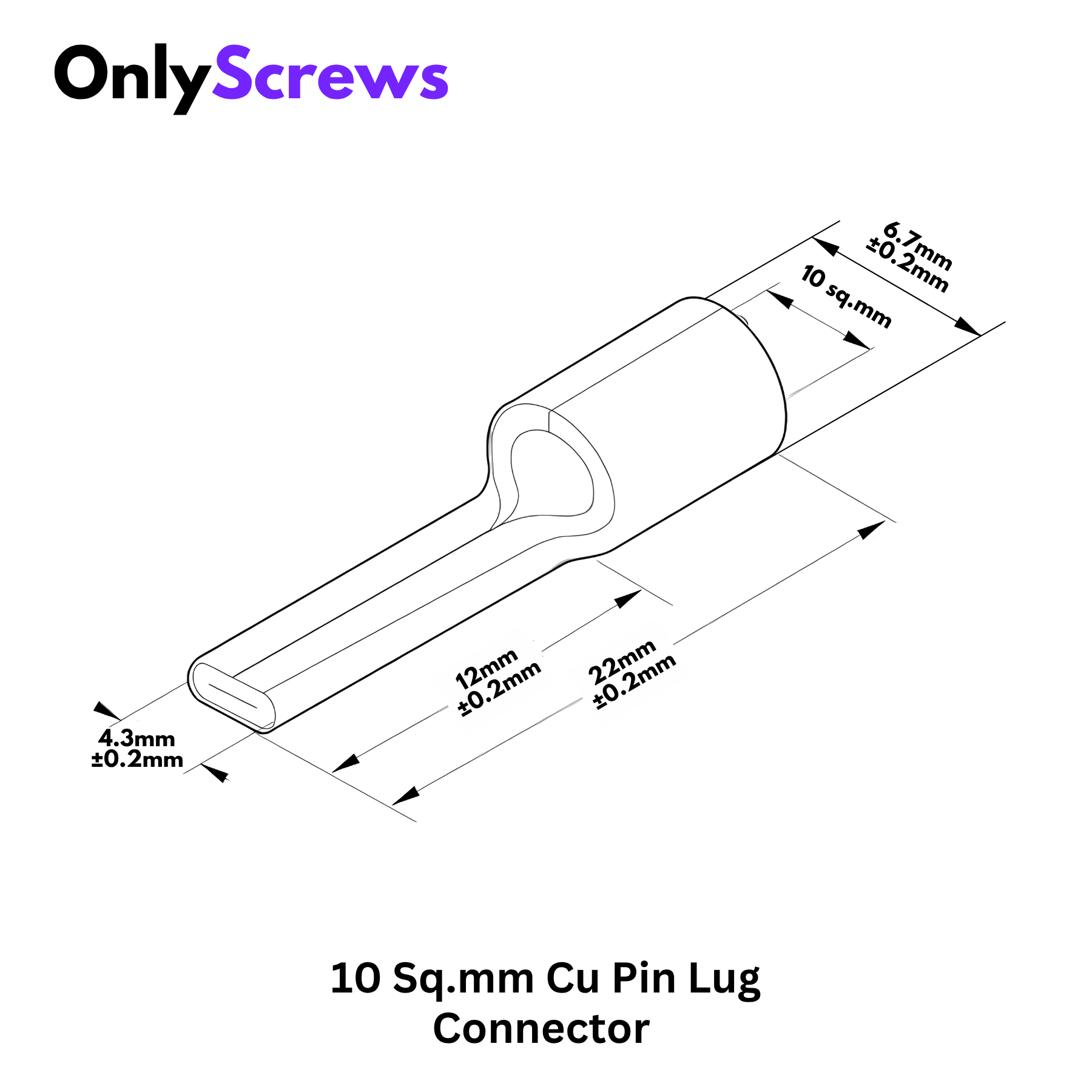 10 Sq.mm Copper Pin Crimp Terminal Lug Connector
