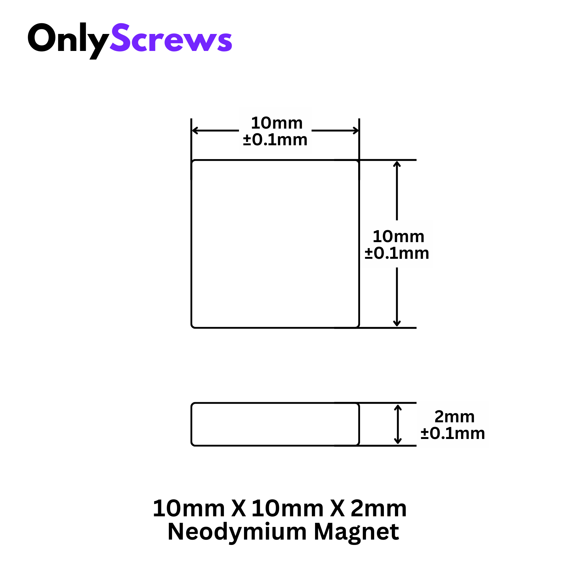 10mm X 10mm X 2mm Neodymium Bar Magnet N35
