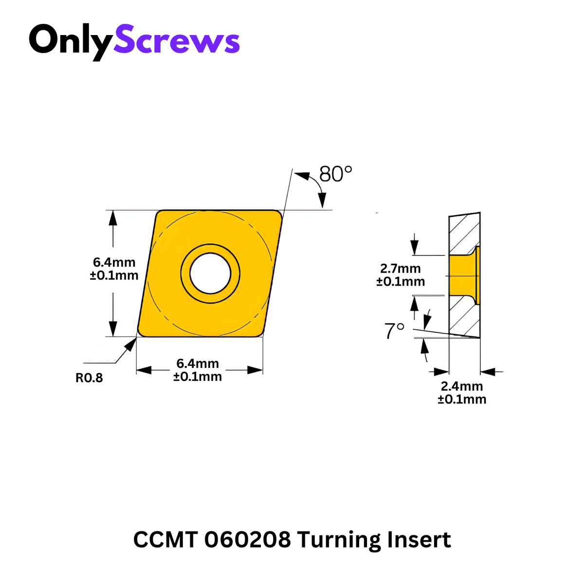 CCMT 060208 HPZ 252 Carbide Turning Insert for Steel & Stainless Steel