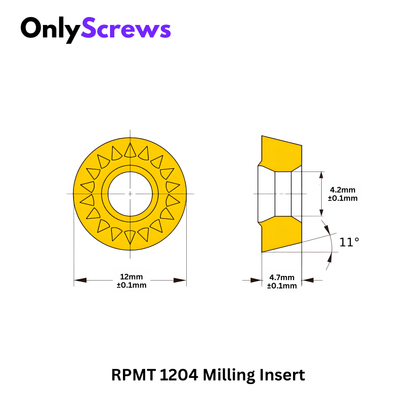 RPMT 1204 HM0 S300 Carbide Milling Insert for Steel, Stainless Steel & Carbon Steel