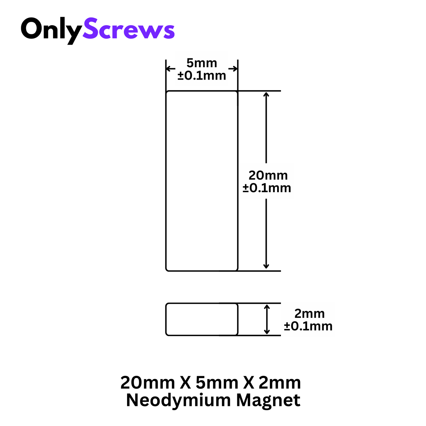 20mm X 5mm X 2mm Neodymium Bar Magnet N35 (Length: 20mm, Breadth: 5mm, Thickness: 2mm)