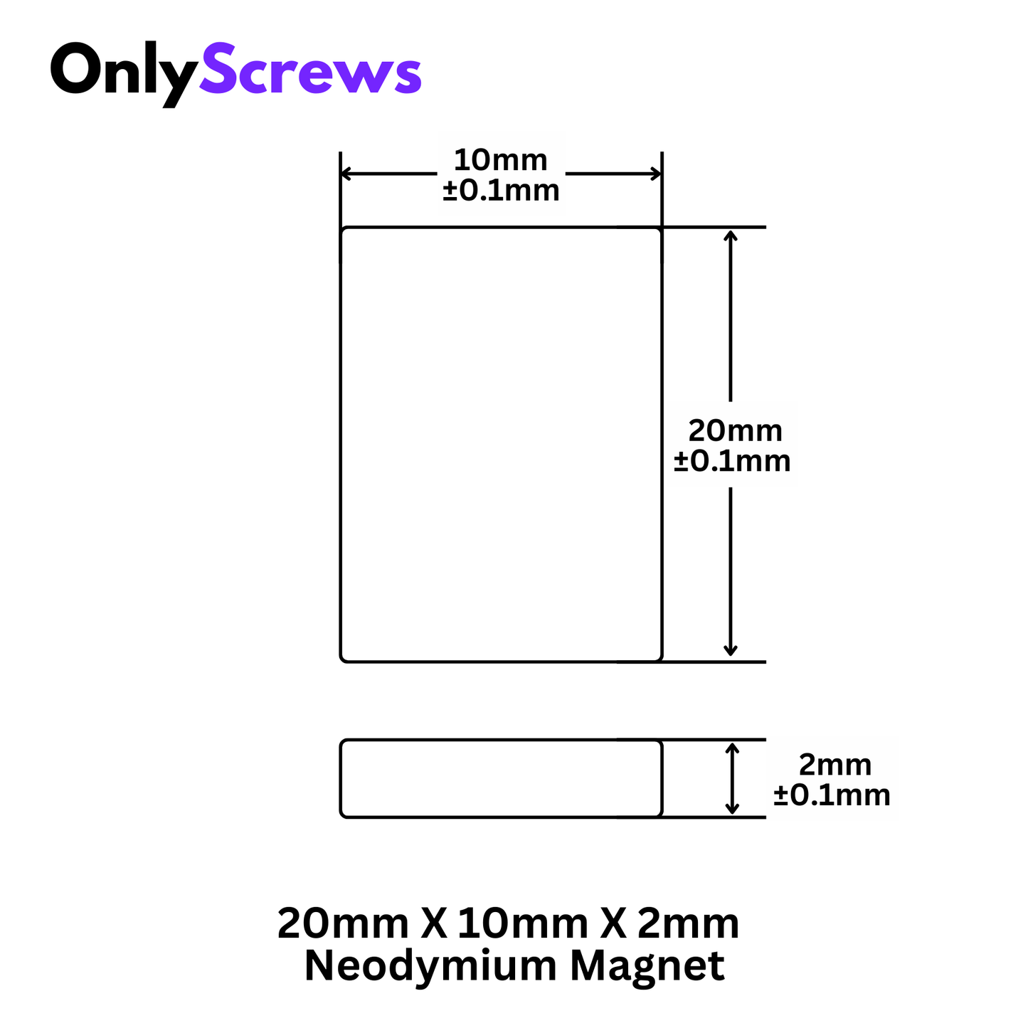 20mm X 10mm X 2mm Neodymium Bar Magnet N35 (Length: 20mm, Breadth: 10mm, Thickness: 2mm)