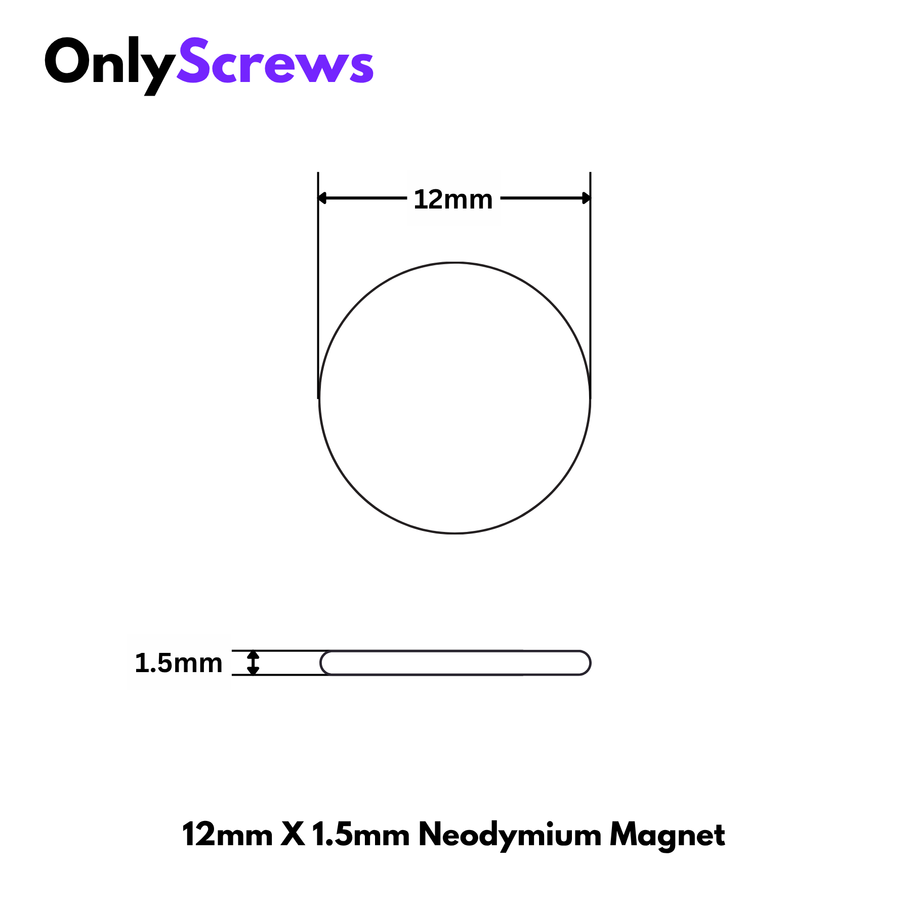 12mm X 1.5mm Neodymium Disc Magnets N35