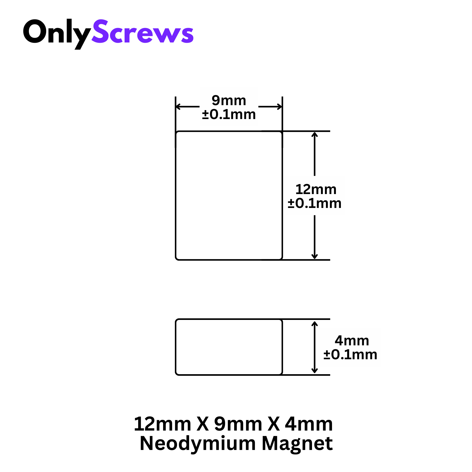 12mm X 9mm X 4mm Neodymium Bar Magnet N35 (Length: 12mm, Breadth: 9mm, Thickness: 4mm)