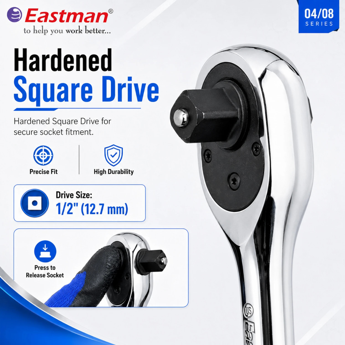 Eastman 1/2 Inch Oval Head Ratchet for Automobiles, Bike & Car Repair