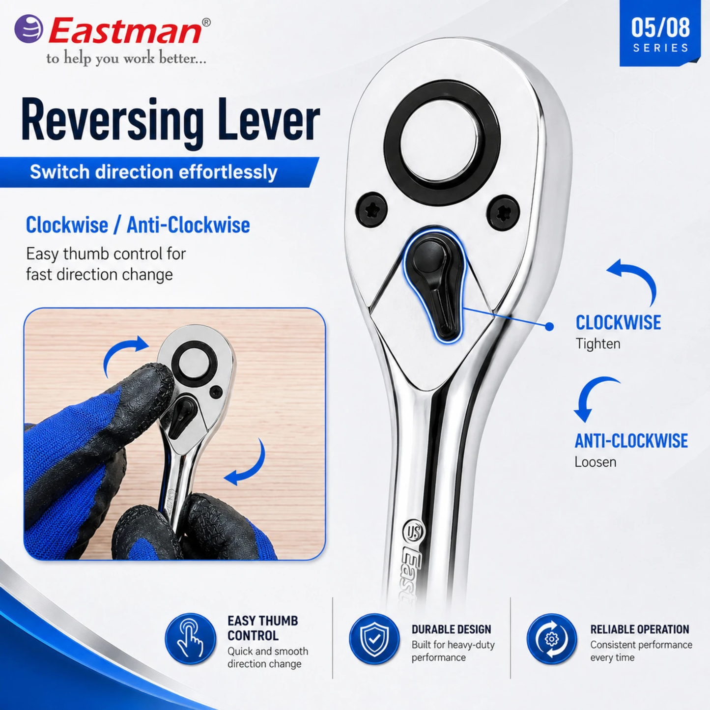 Eastman 1/2 Inch Oval Head Ratchet for Automobiles, Bike & Car Repair