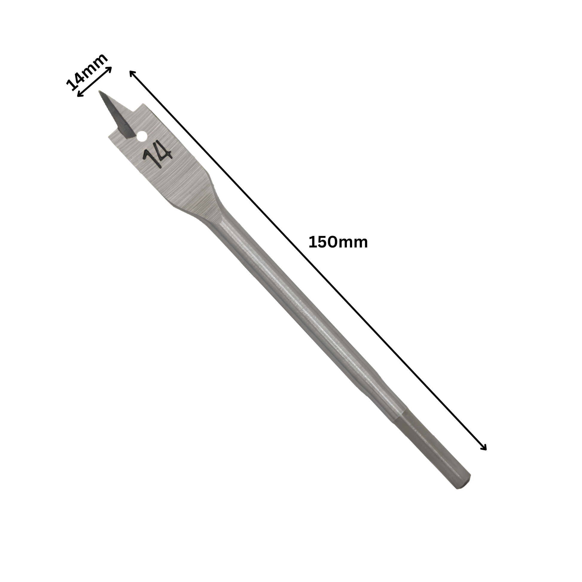 14mm Flat Wood Drill Bit with Hex Shank