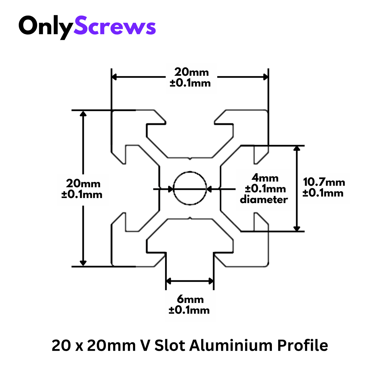 20×20 mm V-Slot Aluminium Extrusion Profile 990mm