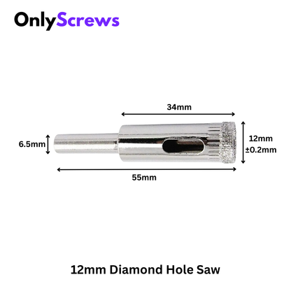 12mm Diamond Hole Saw Drill Bit for Tile, Glass, Slate, Porcelain & Marble – Pack of 2