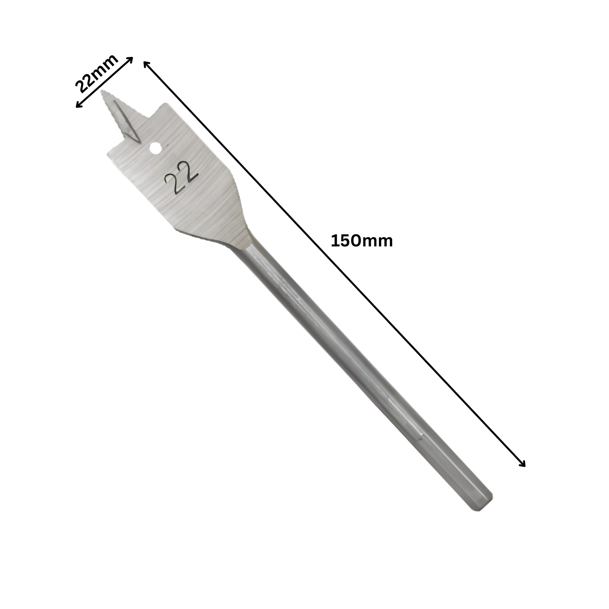 22mm Flat Wood Drill Bit with Hex Shank