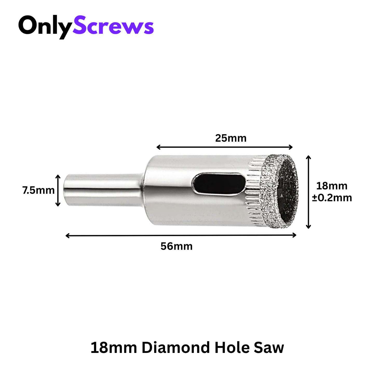 18mm Diamond Hole Saw Drill Bit for Tile, Glass, Slate, Porcelain & Marble