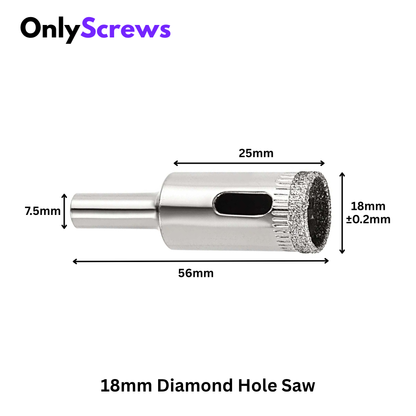 18mm Diamond Hole Saw Drill Bit for Tile, Glass, Slate, Porcelain & Marble