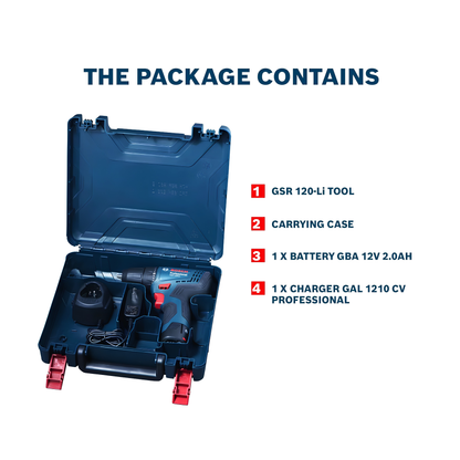 BOSCH GSR 120-LI 12V Cordless Drill Driver with Single Battery – 30Nm Torque, 10mm Keyless Chuck & 2-Speed Gearbox With 1 Year Warranty