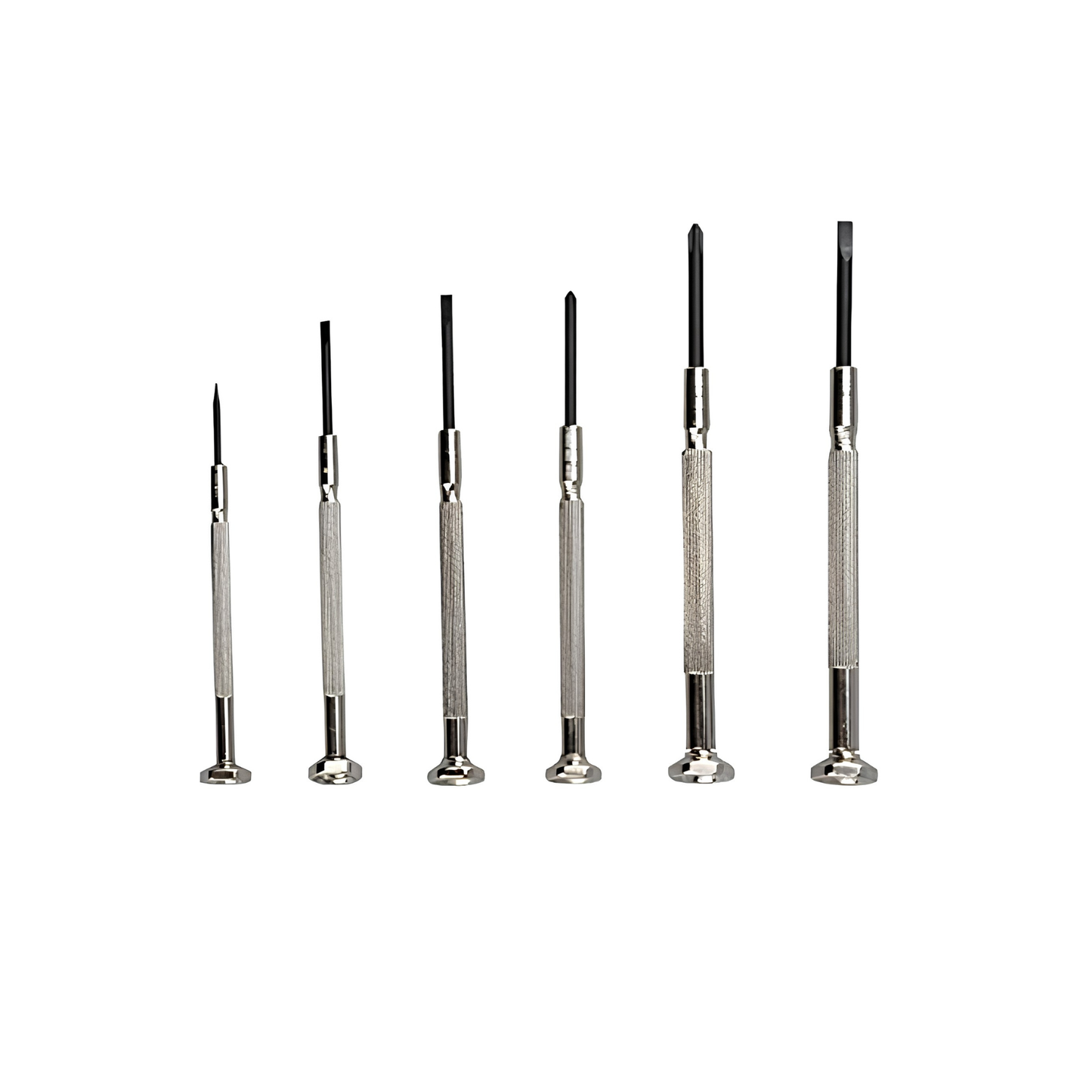 Precision Screwdriver Set (6 Pieces) Alloy Steel Black Finish Nickel-Plated Handle for watch makers