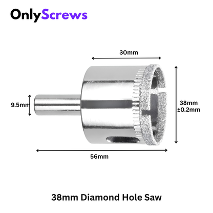 38mm Diamond Hole Saw Drill Bit for Tile, Glass, Slate, Porcelain & Marble