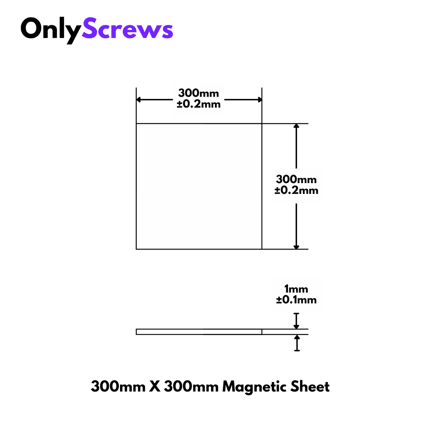 300mm X 300mm X 1mm Black Magnetic Non-Adhesive Flexible Sheet