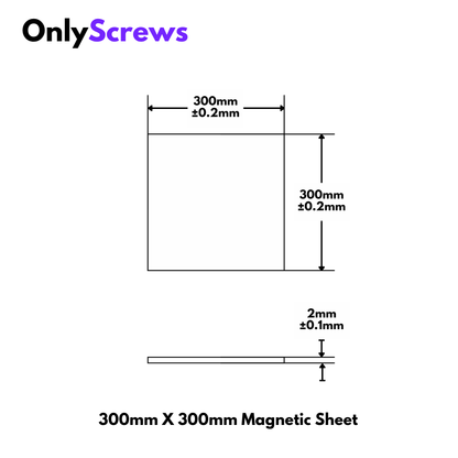 300mm X 300mm X 2mm Black Magnetic Non-Adhesive Flexible Sheet