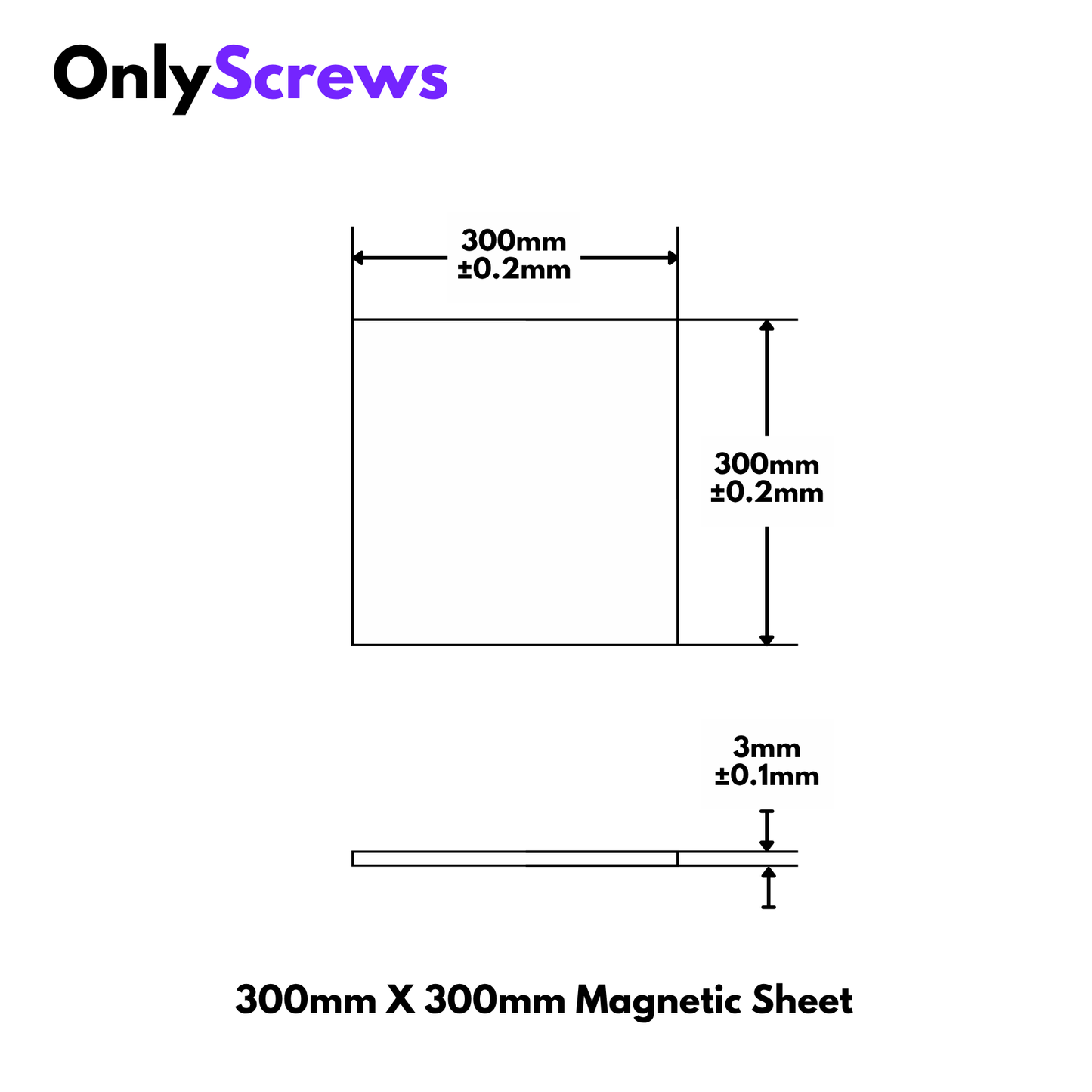 300mm X 300mm X 3mm Black Magnetic Non-Adhesive Flexible Sheet