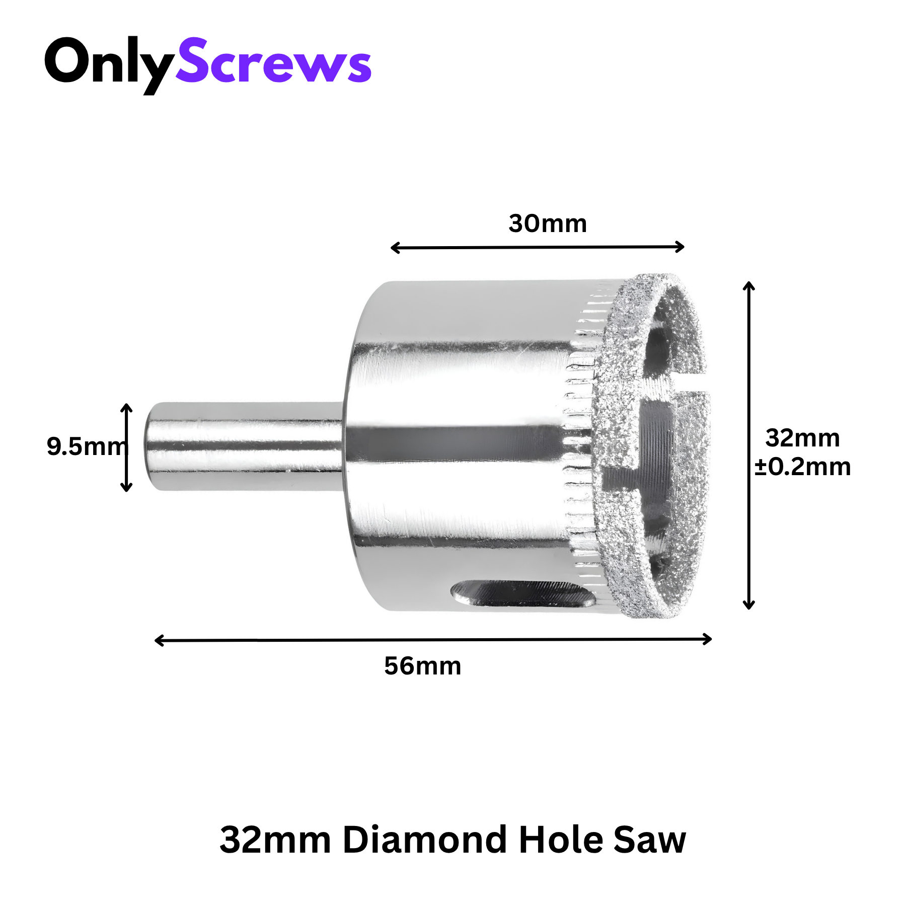 32mm Diamond Hole Saw Drill Bit for Tile, Glass, Slate, Porcelain & Marble
