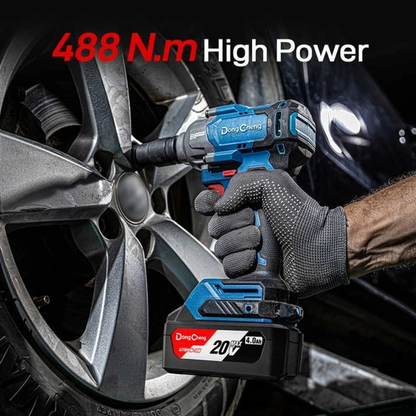 DongCheng DCPB488 20V Brushless Cordless Impact Wrench 1/2 Inch – High Torque Li-Ion Impact Wrench with 2 x 4.0Ah Battery & Charger