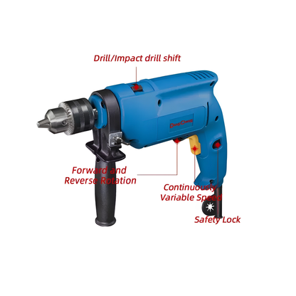 DongCheng DZJ02-13 500W Electric Impact Drill – 13mm Keyed Chuck, Variable Speed Hammer Drill for Concrete, Wood & Metal