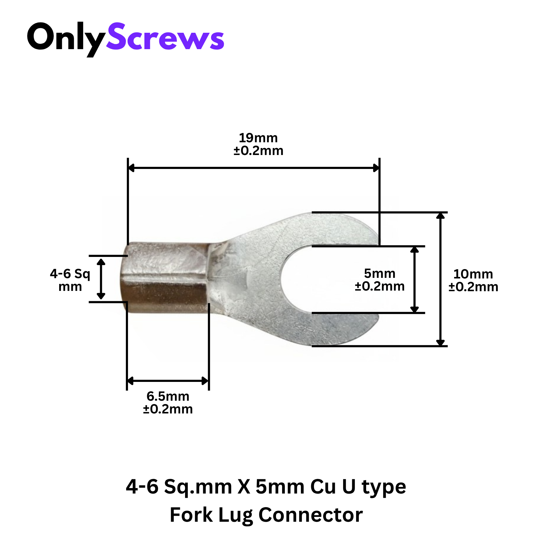 4-6 Sq.mm X 5mm U Type Copper Fork Crimp Terminal Lug Connector